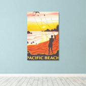 Beach & Kites - Pacific Beach, Washington Canvas Afdruk (Insitu (Houten vloer))
