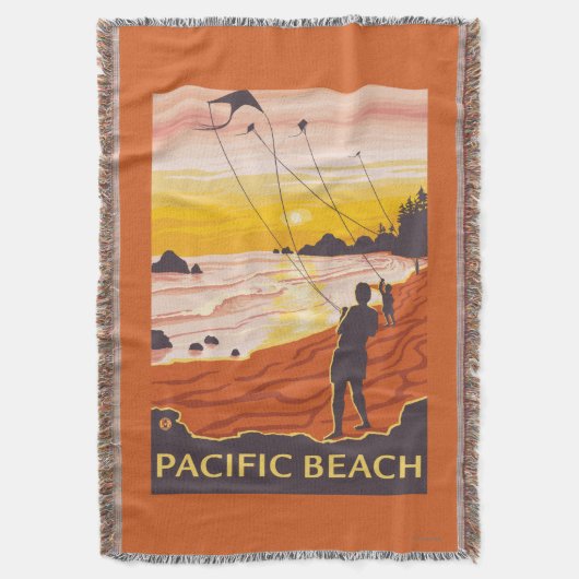 Beach & Kites - Pacific Beach, Washington Deken (Voorkant Verticaal)