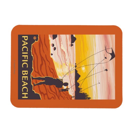 Beach & Kites - Pacific Beach, Washington Magneet (Horizontaal)