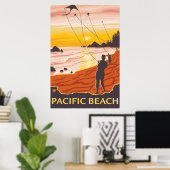 Beach & Kites - Pacific Beach, Washington Poster (Thuiskantoor)