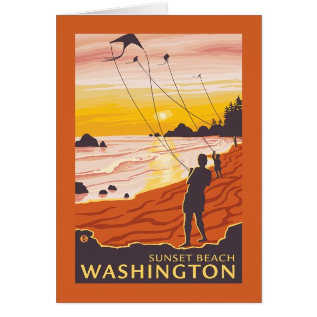 Beach & Kites - Sunset Beach, Washington (Voorkant)