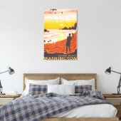 Beach & Kites - Sunset Beach, Washington Canvas Afdruk (Insitu (Slaapkamer))