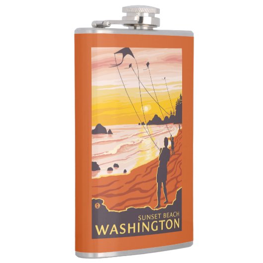 Beach & Kites - Sunset Beach, Washington Heupfles (Rechts)