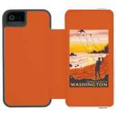 Beach & Kites - Sunset Beach, Washington Incipio iPhone Portemonnee Hoesje (Agenda Open)