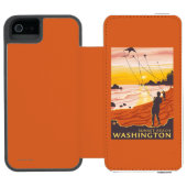 Beach & Kites - Sunset Beach, Washington Incipio iPhone Portemonnee Hoesje (Agenda Open)