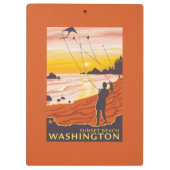 Beach & Kites - Sunset Beach, Washington Klembord (Achterkant)