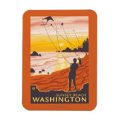 Beach & Kites - Sunset Beach, Washington Magneet (Verticaal)