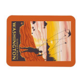 Beach & Kites - Sunset Beach, Washington Magneet (Horizontaal)