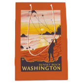 Beach & Kites - Sunset Beach, Washington Medium Cadeauzakje (Voorkant)