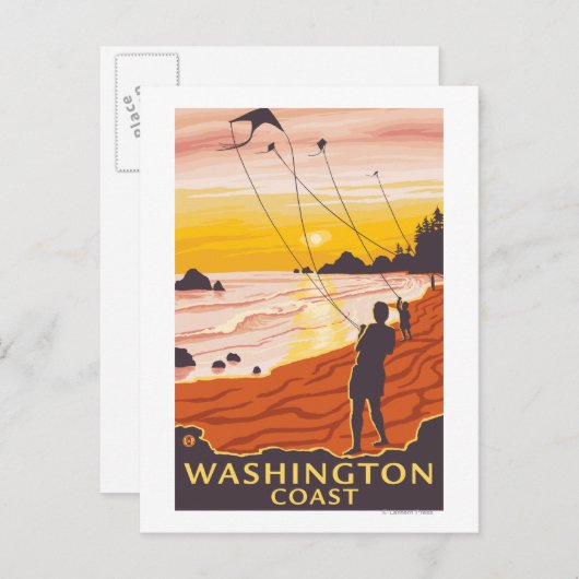 Beach & Kites - Washington Coast Briefkaart (Voorkant / Achterkant)