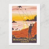 Beach & Kites - Washington Coast Briefkaart (Voorkant)