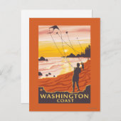 Beach & Kites - Washington Coast Briefkaart (Voorkant / Achterkant)