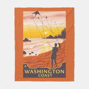 Beach & Kites - Washington Coast Fleece Deken