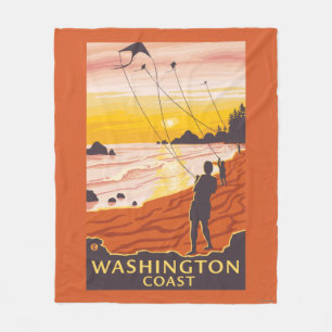 Beach & Kites - Washington Coast Fleece Deken