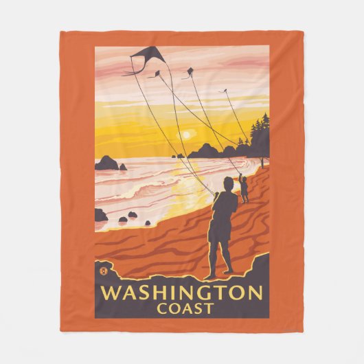 Beach & Kites - Washington Coast Fleece Deken (Voorkant)