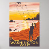 Beach & Kites - Washington Coast Poster (Voorkant)