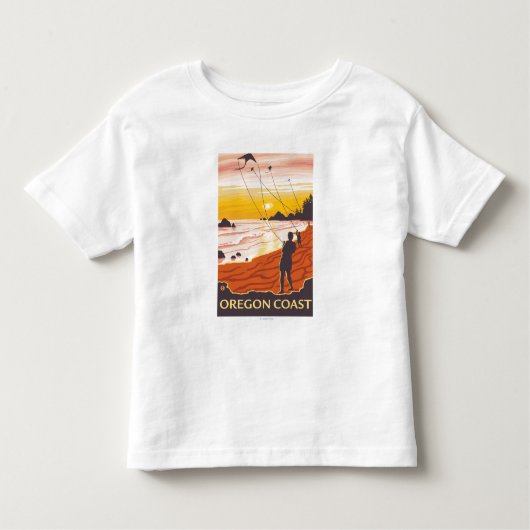Beach & KitesCoastVintage Travel Poster Kinder Shirts (Voorkant)