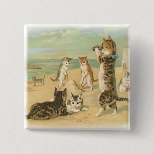 Beach Kittens Vierkante Button 5,1 Cm (Voorkant)