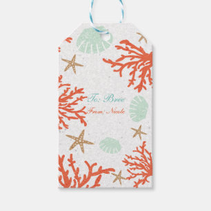 Beach Koraalrif Zeeschelp & Zeester Cadeautags Cadeaulabel