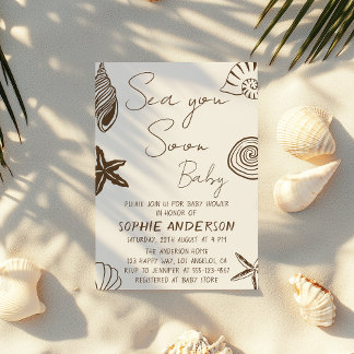 Beach Kust Neutrale Zee Tot Ziens Baby Borrel Kaart