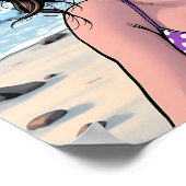 Beach Lady in de kleuren Bikini, Bandana en Shades Poster (Hoek)