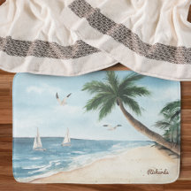 Beach Landscape met Sailships Waterverf Bathroom