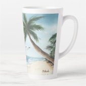 Beach Landscape met Sailships Waterverf Latte Mok (Rechts)