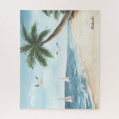 Beach Landscape met Sailships Waterverf Legpuzzel (Verticaal)