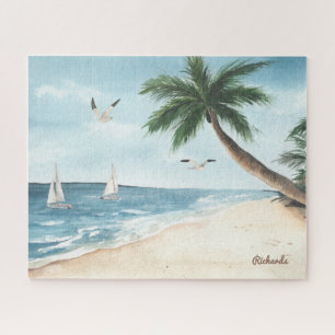 Beach Landscape met Sailships Waterverf Legpuzzel
