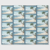 Beach Landscape met Sailships Waterverf Pattern Cadeaupapier (Vlak)