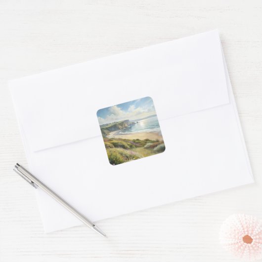 Beach Landscape Vierkante Sticker (Envelop)
