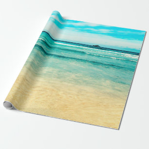 Beach Landscapestrand, zomer, blauw, landschap, ze Cadeaupapier