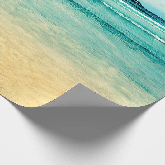 Beach Landscapestrand, zomer, blauw, landschap, ze Cadeaupapier (Hoek)