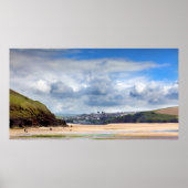 Beach-landschap op Daymer-baai in Cornwall UK Poster (Voorkant)