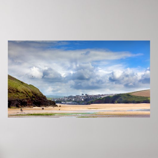 Beach-landschap op Daymer-baai in Cornwall UK Poster (Voorkant)