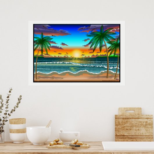 Beach Lanscape scenery one cratemade poster large (Keuken)