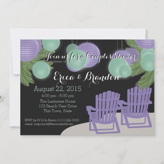 Beach Lantern Couple's Shower Kaart (Voorkant)