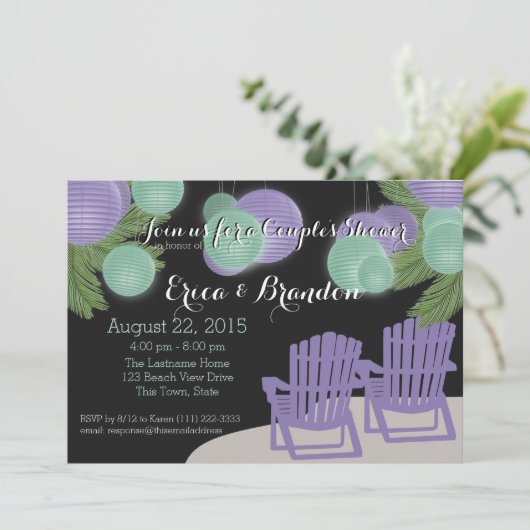 Beach Lantern Couple's Shower Kaart (Staand voorkant)