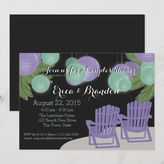 Beach Lantern Couple's Shower Kaart (Voorkant / Achterkant)