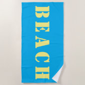 BEACH Large Yellow Stencil Letters voor Sky Blue Strandlaken (Voorkant)