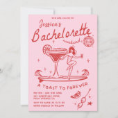 Beach Last Toast Funky Red Bachelorette Weekend Kaart (Voorkant)
