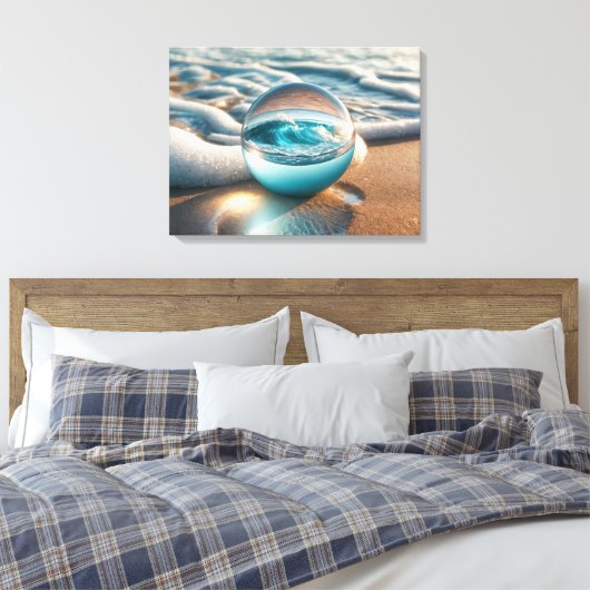 Beach Lens Ball met Ocean Wave Canvas Afdruk (Insitu (Slaapkamer))