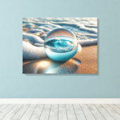 Beach Lens Ball met Ocean Wave Canvas Afdruk (Insitu (Houten vloer))