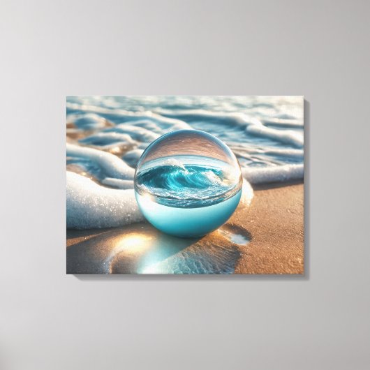Beach Lens Ball met Ocean Wave Canvas Afdruk (Voorkant)