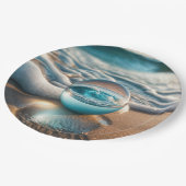 Beach Lens Ball met Ocean Wave Papieren Bordje (Gekanteld)