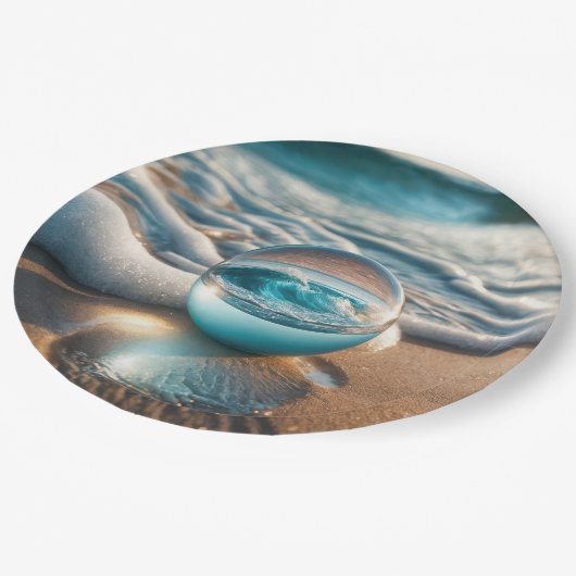 Beach Lens Ball met Ocean Wave Papieren Bordje (Gekanteld)