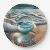 Beach Lens Ball met Ocean Wave Papieren Bordje (Voorkant)