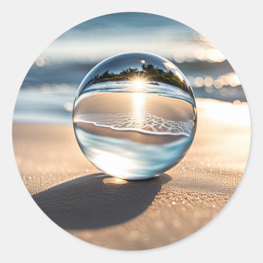 Beach Lens Ball Ronde Sticker (Voorkant)