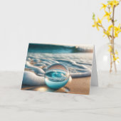 Beach Lens Ball voor Verjaardag Kaart (Gele Bloem)