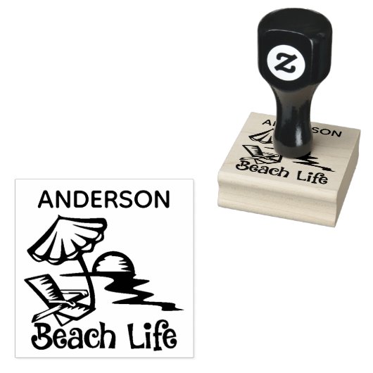Beach Life 2 x 2 inch Rubber Stempel (Gestempeld)